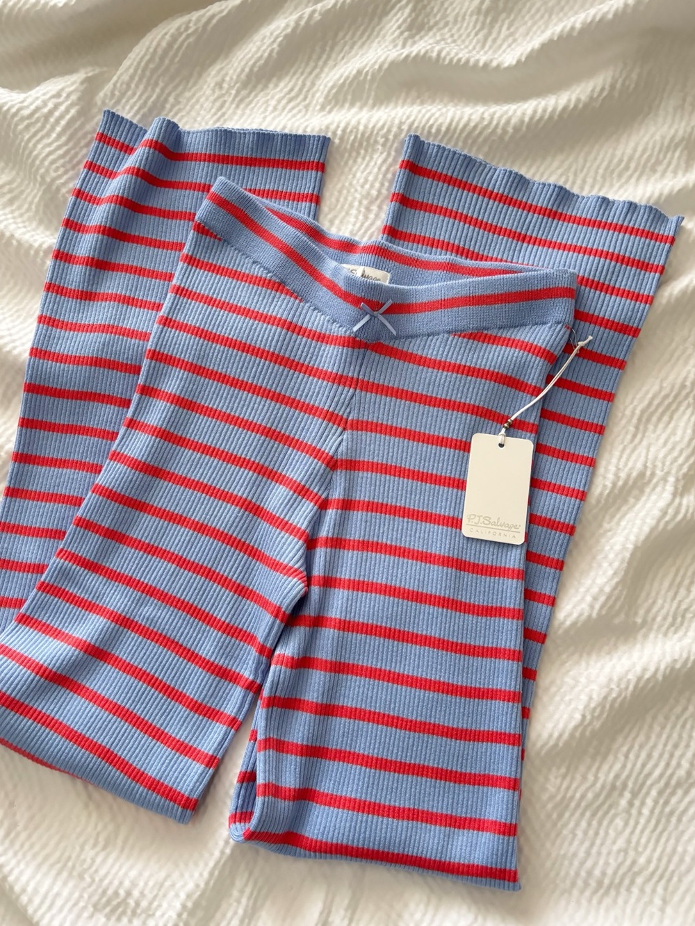 Pj Salvage Periwinkle Striped Flared Pajama Pants - Picture 2 of 6